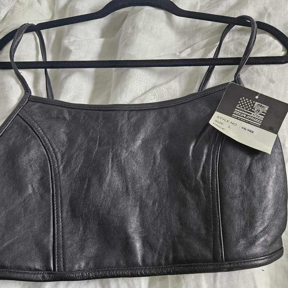 Black Leather Crop Top